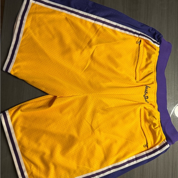 Los Angeles Lakers Yellow and Purple Basketball Shorts - Picture 3 of 3
